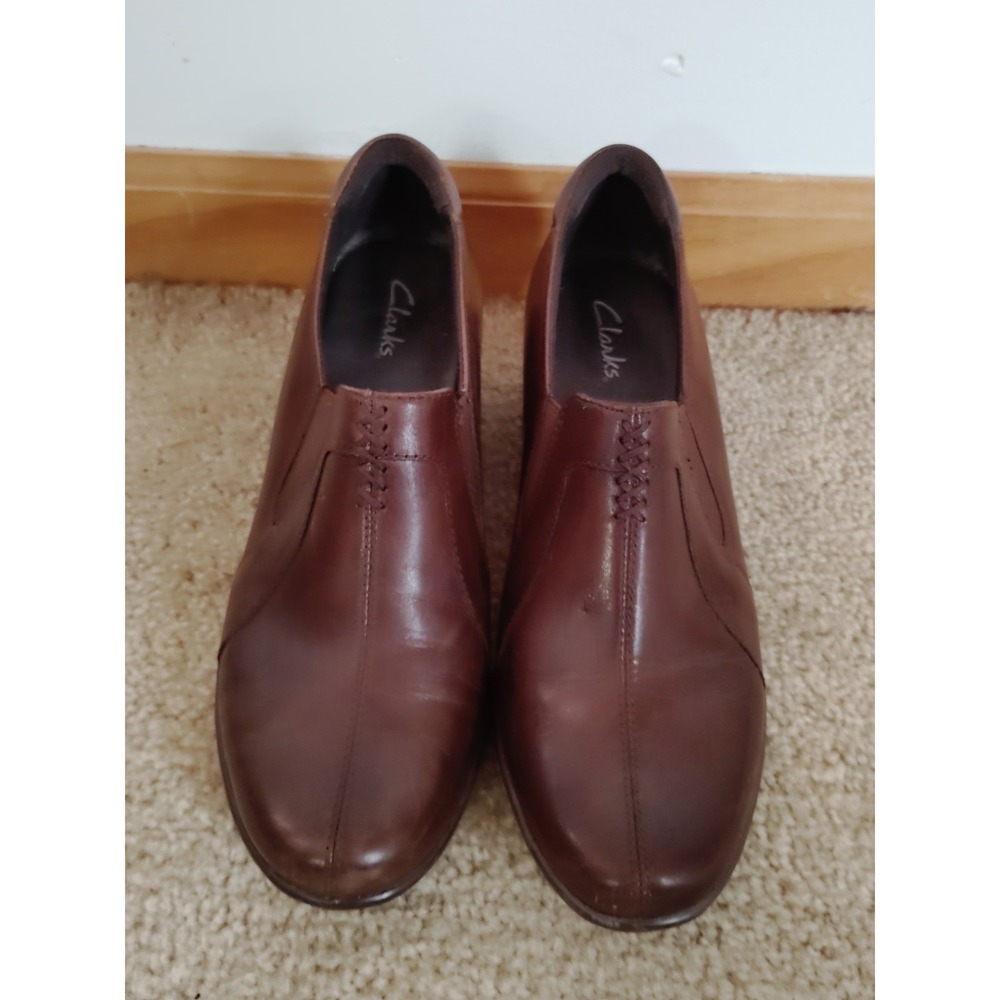 Clarks Unstructured Un.Loop 80443 Women 7 Brown Leather Slip‑On Comfort Shoes